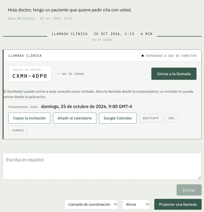 La tarjeta de la llamada, en la conversación