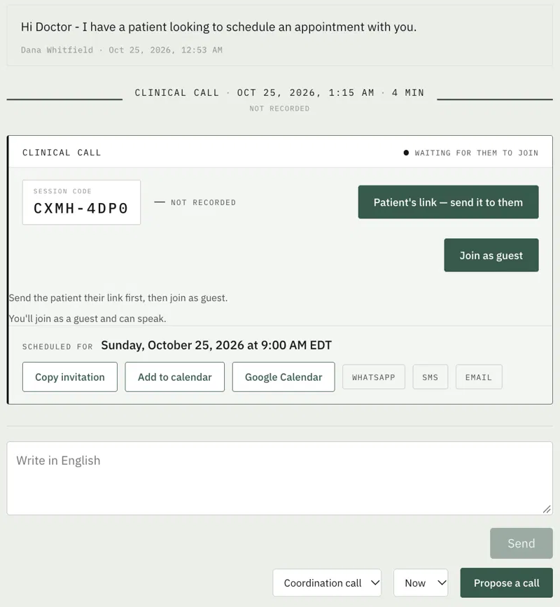 The call card: send your patient their link
