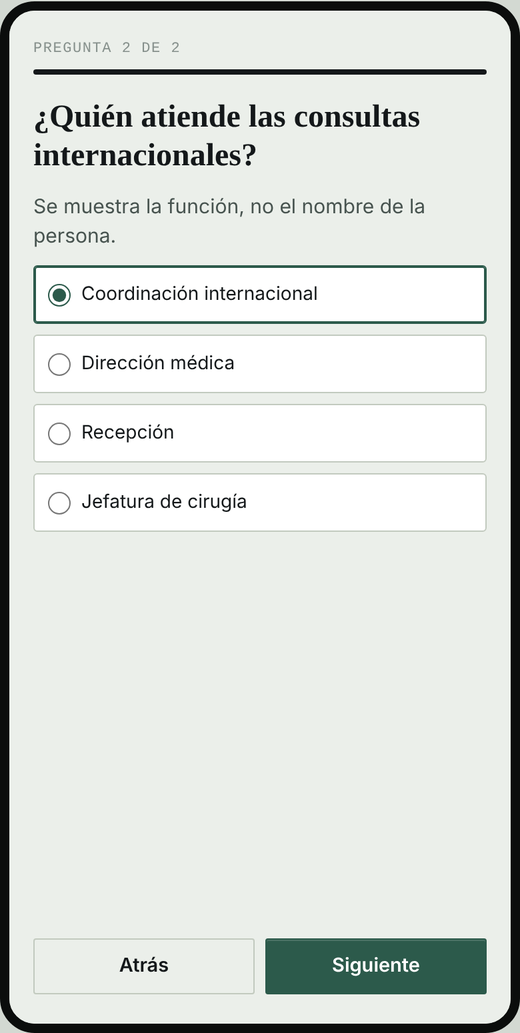 Pregunta 2: quién atiende las consultas